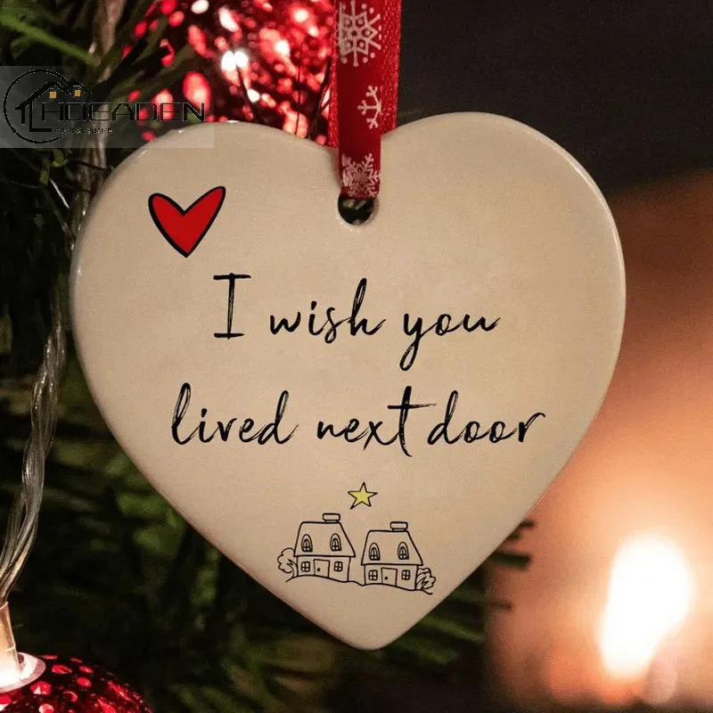 

Украшение в виде сердца, я желаю вам жить рядом, красная веревка, двусторонний принт, акриловый домашний декор, подвеска на День святого Валентина