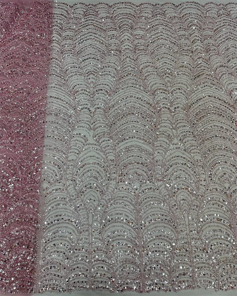 Новейшая розовая африканская кружевная ткань с блестками 2024 высокое качество