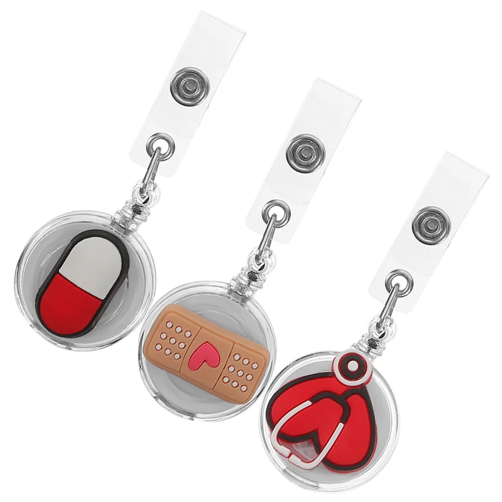 

3 Pcs Badge Expansion Buckle Student Stethoscopes Retractable Holders