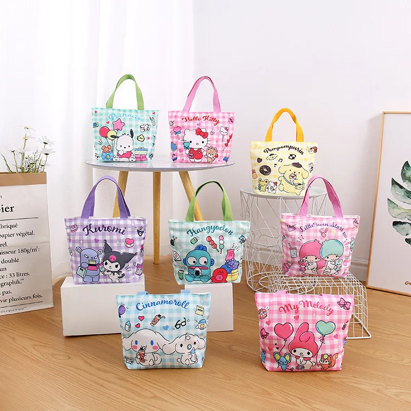 

2022 New Japanese Style Cute Cartoon Canvas Hand Carry Storage Bag To Go Out Tote Bag Lunch Box Bag for Girls and Children
