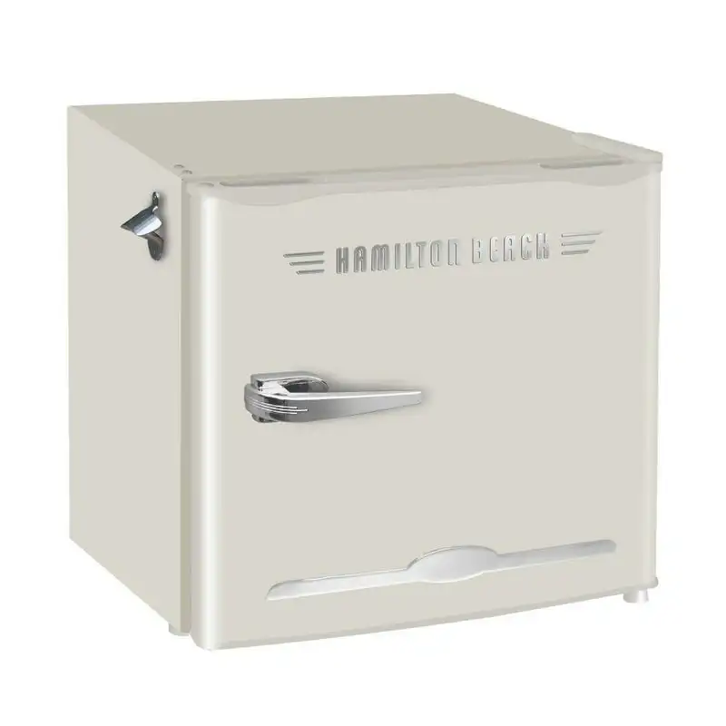 

Home Appliance 1.6 Cu. Ft. Retro Refrigerator With Built-In Side Bottle Opener 2 Liter Door Basket Cream HBF1600