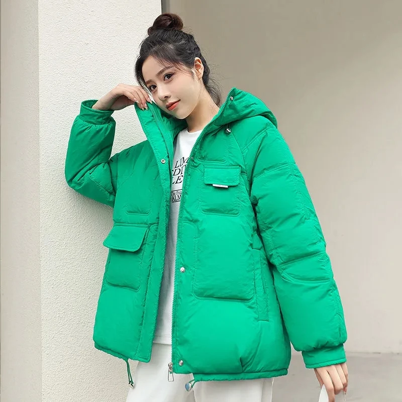 

Women Parkas 2023 New Winter Down Padded Jacket Korean Loose Hooded Cotton Coat Female Warm Thicken Basic Coat Fashion Snow Coat