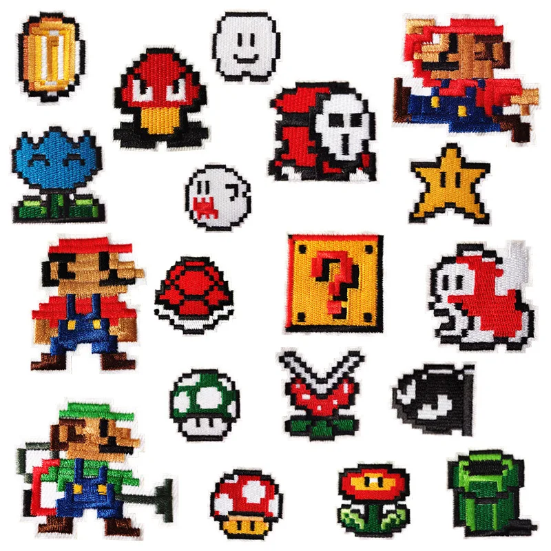

100 шт./лот Роскошные милые пиксельные аниме маленькие креативные вышитые нашивки для футболок и сумок аксессуары для украшения одежды ремес...
