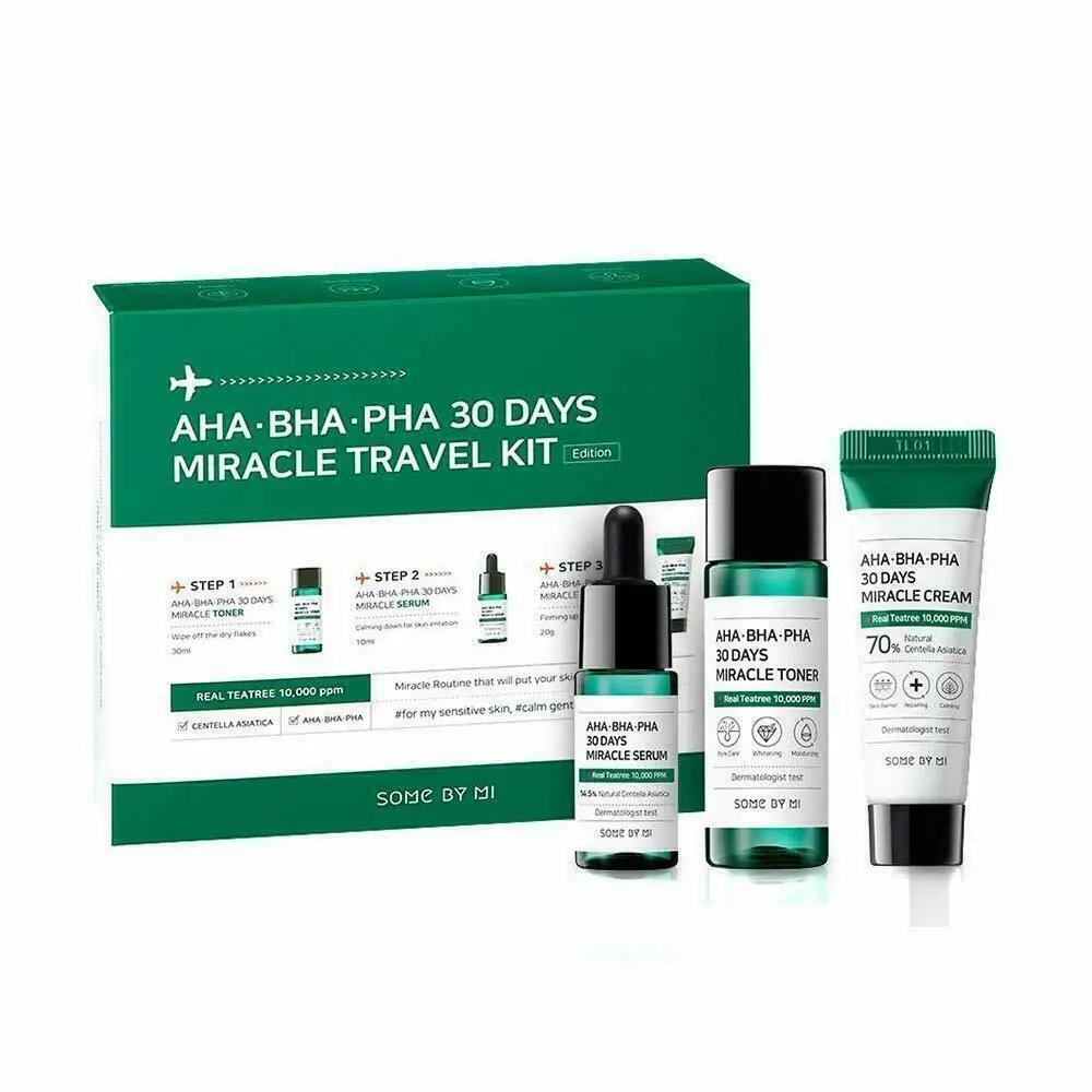 

SOME BY MI AHA BHA PHA 30 Days Miracle Starter Kit Edition Facial Serum Acne Treatment Cream Blackhead Remove Sebum Toner