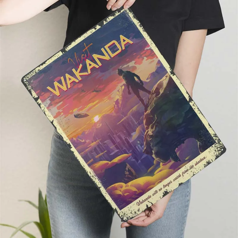 Плакат Wakanda украшение для спальни индивидуальные ретро металлические жестяные