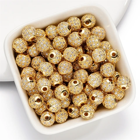 Латунные микро-паве бусины с кубическим цирконием YouYoungDifferent