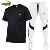summer fashion leisure brand mens set tracksuit sportswear track suits male sweatsuit short sleeves t shirt 2 piece set