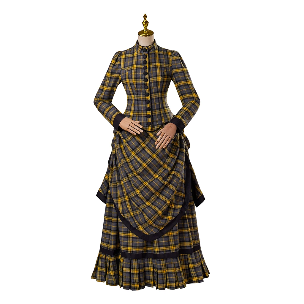 Викторианское бальное платье в желтую клетку 1920-х годов средневековое