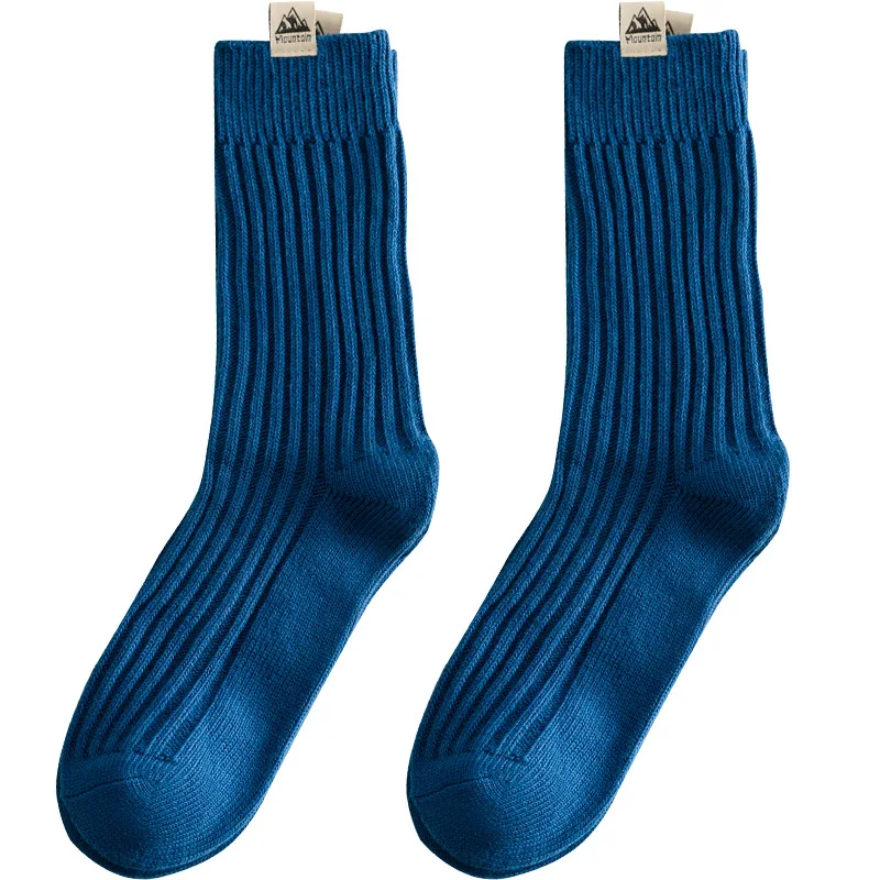 

Men's socks in autumn wholesale pure cotton standard double needle pile socks thick line solid color sports socks