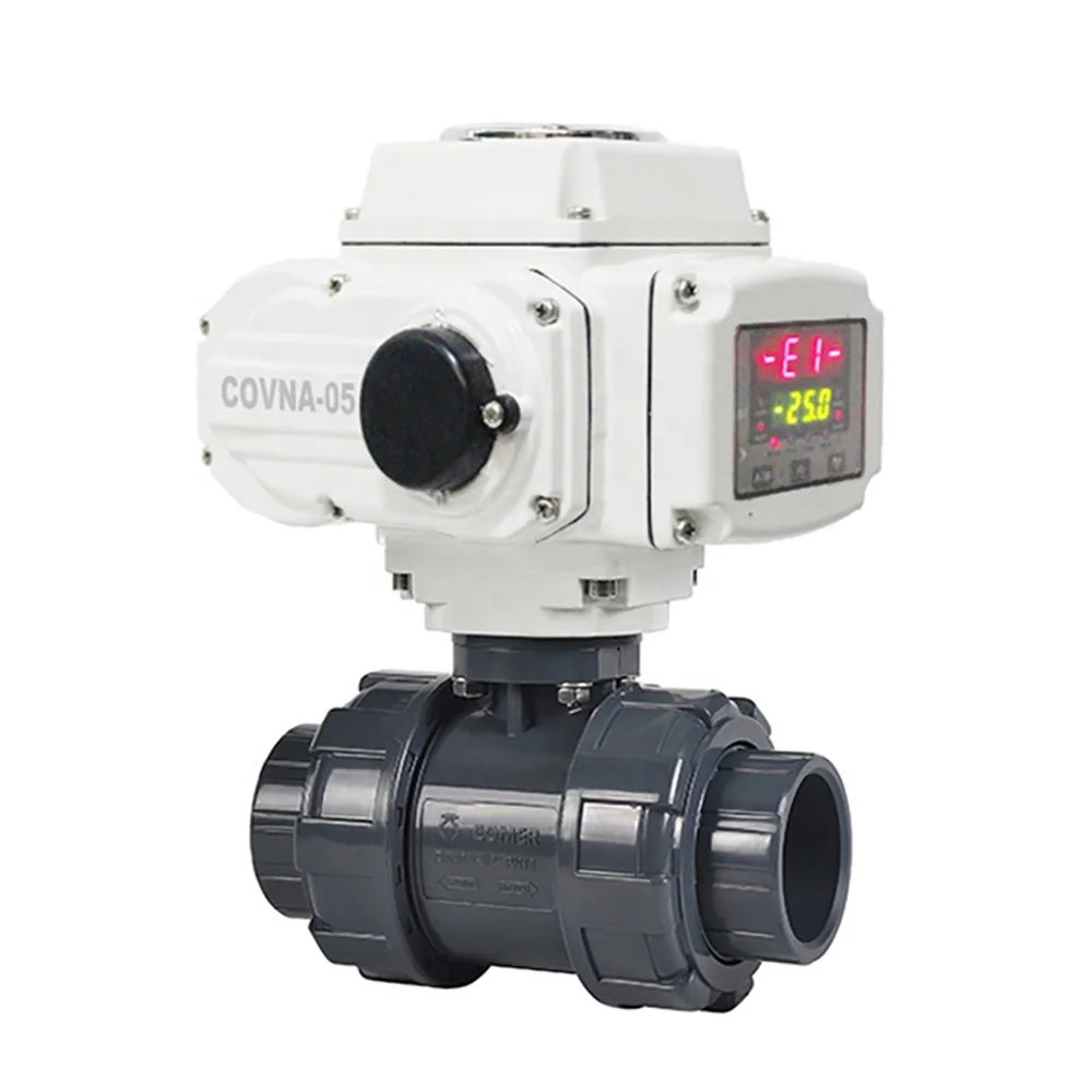 

COVNA 75มิลลิเมตรมอเตอร์ดำเนินการ2 Way สหภาพพลาสติกคู่มอเตอร์ควบคุมบอลวาล์ว