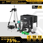 DEKO DKLL12tdP02 серия 12 линий 3D зеленый лазерный уровень Горизонтальные и вертикальные поперечные линии с автоматическим самонивелированием, высокая точность