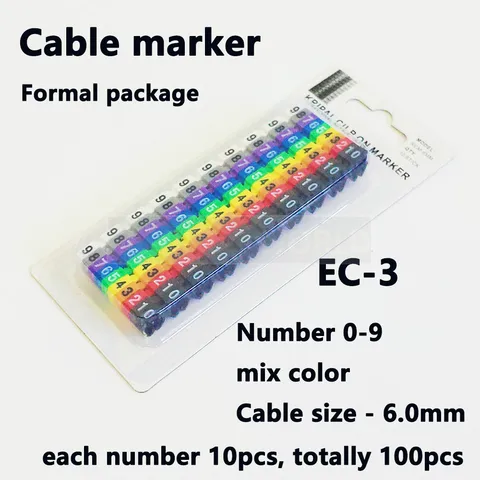 Пластиковый маркер для кабеля, ярлык, отметка для коридора, номер от 0 до 9, Размер кабеля 1,5 кв. мм, цветные маркеры для кабелей из ПВХ, маркер для изоляции