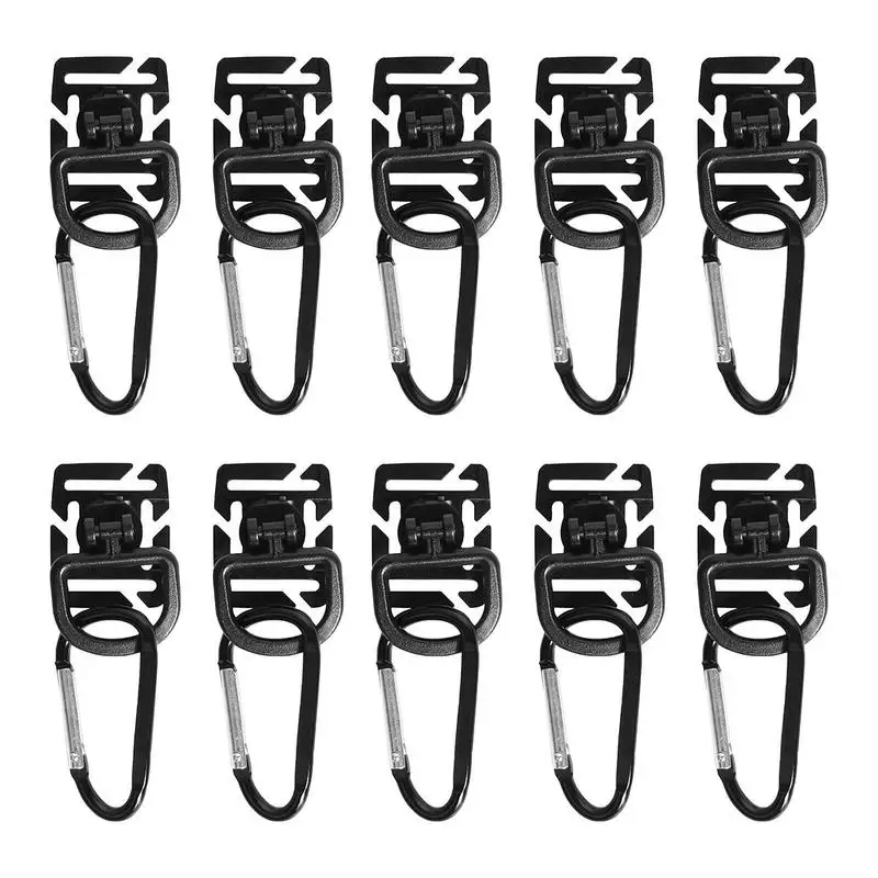 Camping Hooks 10Pcs Camping Backpack Lantern Hooks Easy To Carry Sturdy No Sliding Aluminum Alloy Hanger With Storage Bag For