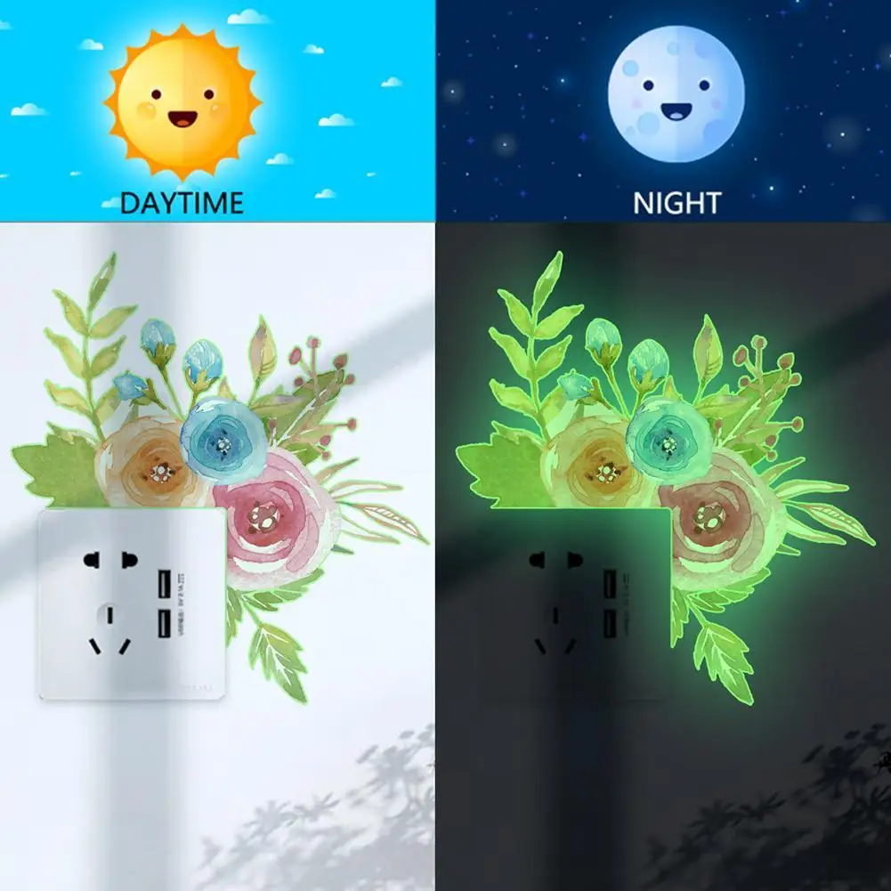 

Luminous Switch Stickers Flowers Wall Stickers Home Decor Peel and ptick Bathroom Decor Wall Art Wall Decor Living Room Bedroom