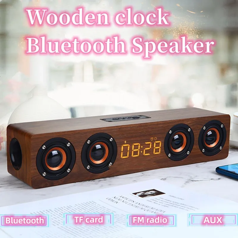 Деревянная Bluetooth-колонка, 4 динамика, 20 Вт, звуковая панель для телевизора, настенная звуковая система для домашнего кинотеатра, Hi-Fi-звук, качественный звуковой бокс для ПК/телевизора
