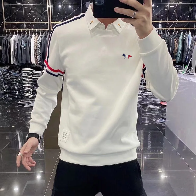 

Men Shirt Brand Tricolor Fox Embroidery Appliqued Polo T Shirt Men Spring Summer Comfortable Breathable Long Sleeve Tees Tops