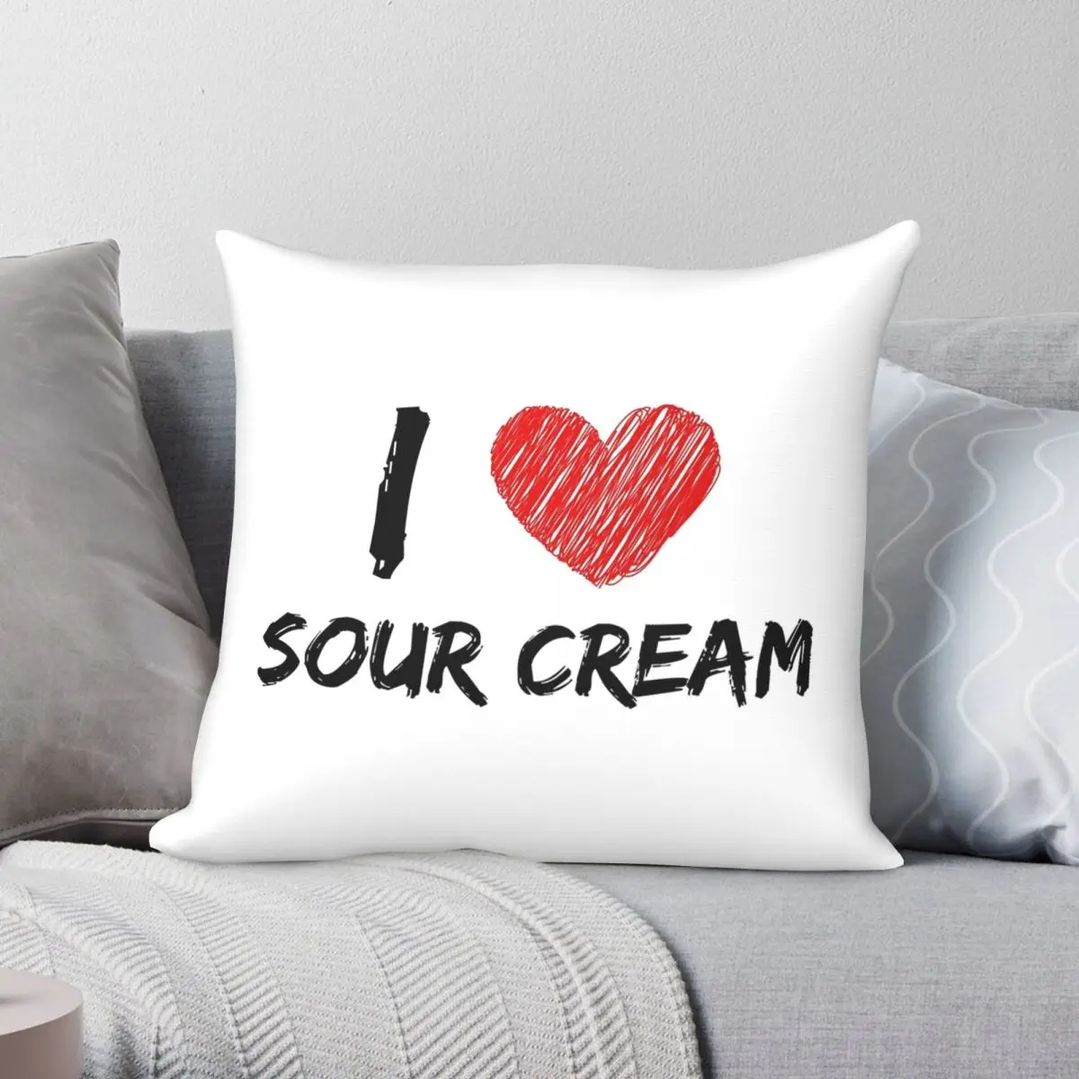 

Наволочка из полиэстера и льна с принтом «I Love Sour Cream»