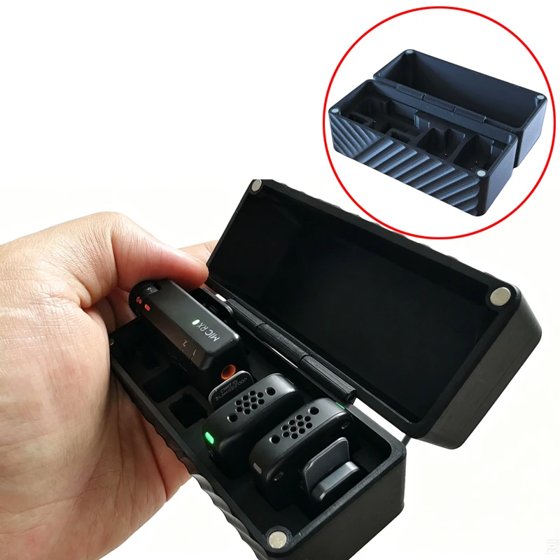 Фото 1 шт. для DJI Mic Mini Microphone 2TX 1RX, зарядный чехол для хранения, встроенный магнитный зарядный док-станция, порт Type-C, портативный кейс для переноски №1