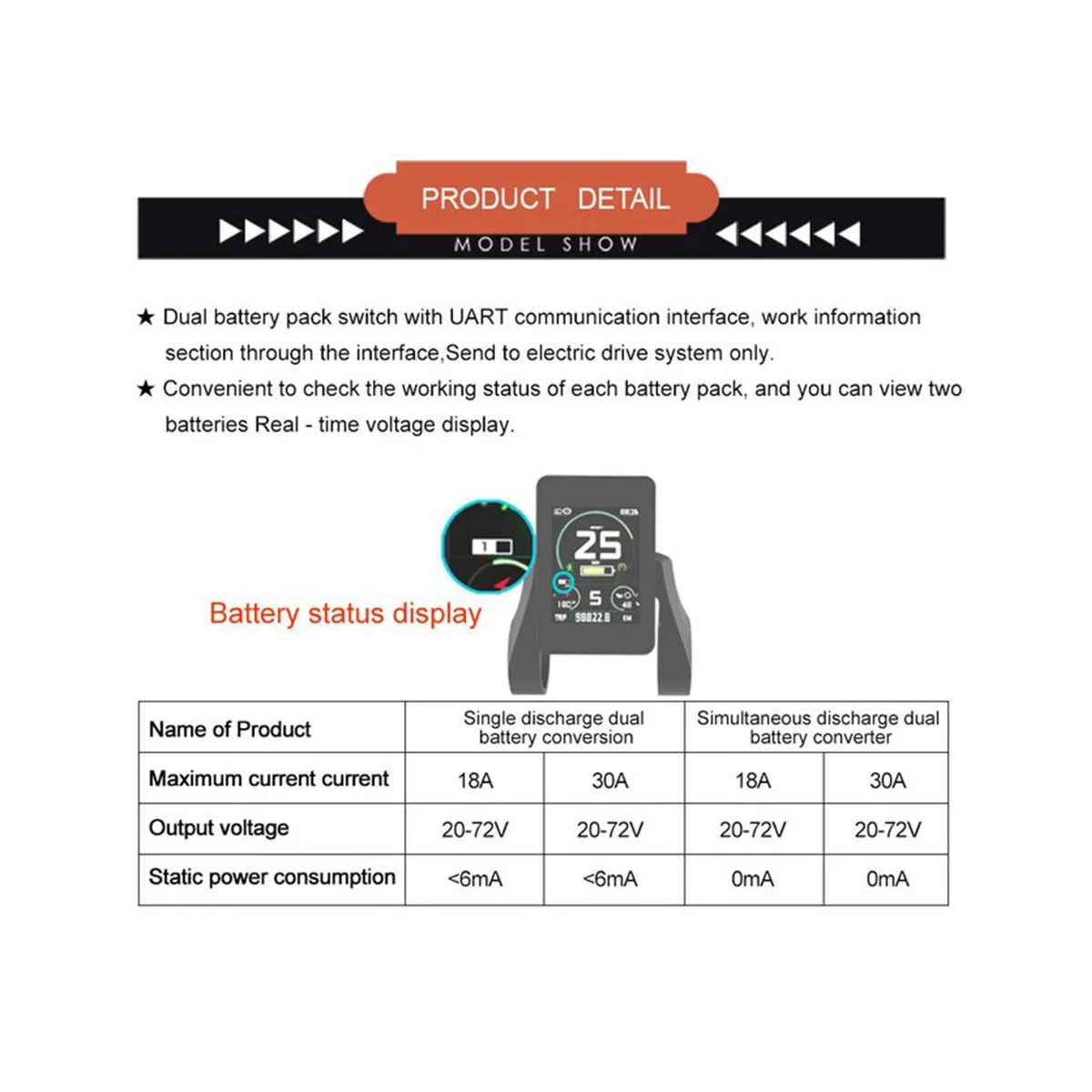 

Double Battery Pack Discharge Converter for Ebike 20A Dual Battery Pack Switch Balance Discharger