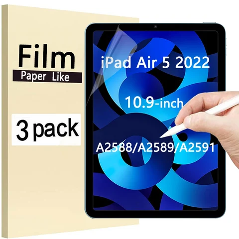 (3 упаковки) бумажная пленка для Apple iPad Air 5 10,9 2022 A2588 A2589 A2591, защита экрана планшета, как написание на бумаге