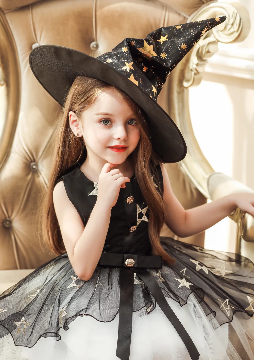 Детское Бальное Платье Длиной До Колена Карамельного Цвета Со Звездным Принтом