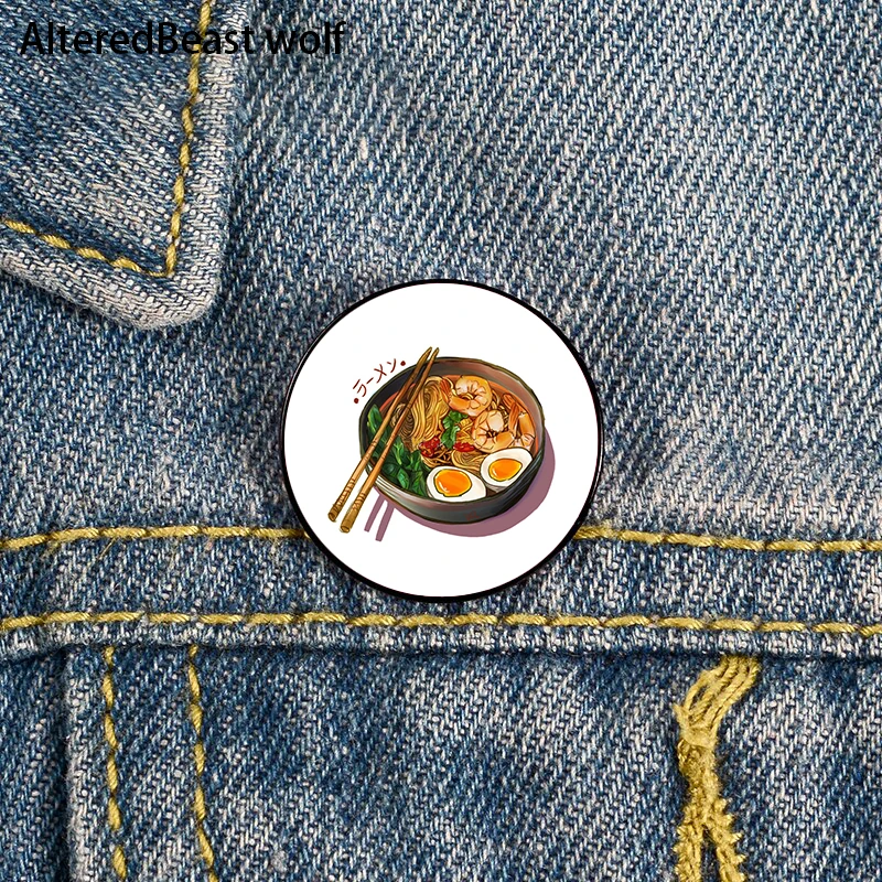 

Japanses Ramen Noodles Bowl Pin Custom Funny Brooches Shirt Lapel Bag Cute Badge Cartoon Jewelry Gift for Lover Girl Friends