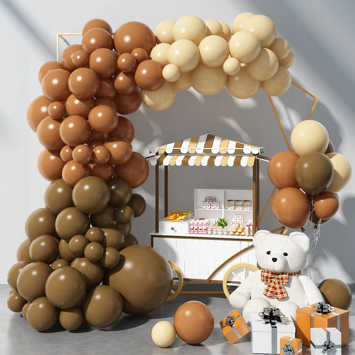 

93Pcs Retro Khaki Cocoa Lvory White Balloon Garland Kit For Birthday Party Wedding Baby Shower Decorations