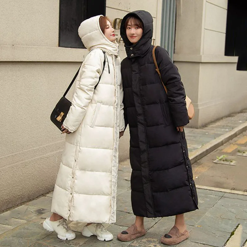 

Winter Thicken Hooded Long Parkas Coats Women 2023 Casual Loose Windproof Cotton Padded Jackets Woman Korean Snow Wear Chaquetas