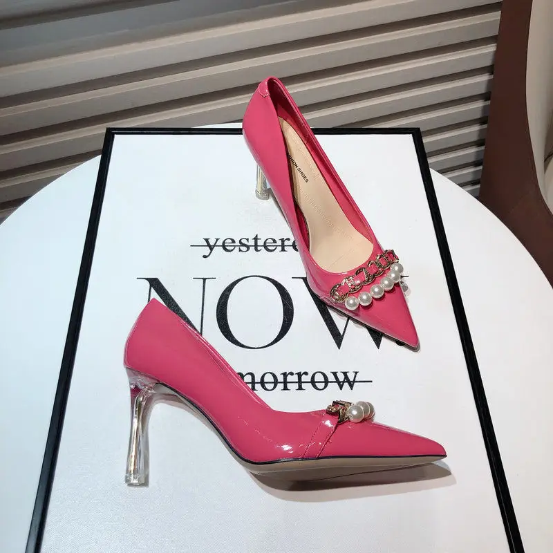 

Female High Heels 2022 Spring New Pearl Rhinestone Temperament Pumps for Women Shoes Pointed Toe Shallow Mouth Stiletto Shoes