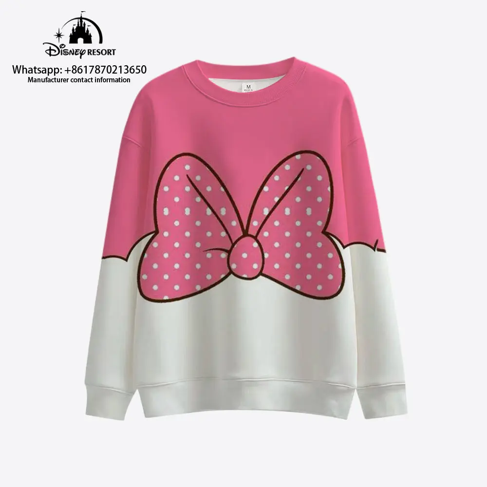 

Новинка весна-осень 2023, детская одежда в стиле Харадзюку, повседневный женский свитер с длинным рукавом и круглым воротником из мультфильма «Микки и Минни»