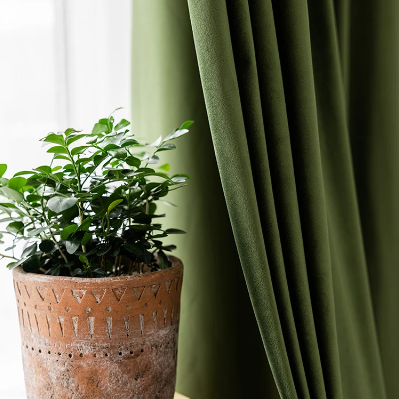 Современные роскошные оливково-зеленые бархатные шторы для гостиной спальни