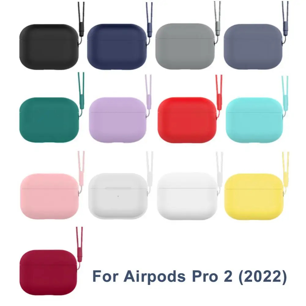 

For AirPods Pro 2 Case With Lanyard Anti-lost Protective Cover [Front LED Visible] Silicone Soft Skin Case For AirPods Pro 2