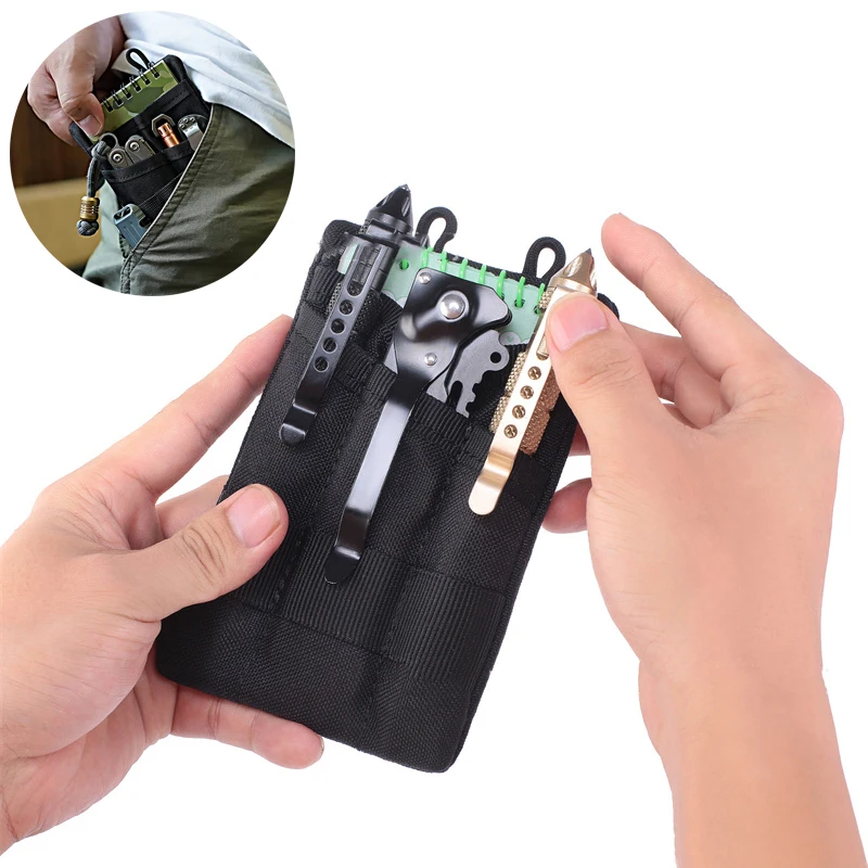 

Карманный кошелек, кошелек для монет, брелок, сумка для инструментов для повседневного использования с плечевым ремнем для фонарика, складной нож, тактическая ручка, записная книжка