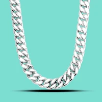 Men's 925 Sterling Silver Solid Necklace Classic Miami 12mm Cuban Chain Necklace Hip Hop Rock Jewelry 22-28 Inch with Gift Box