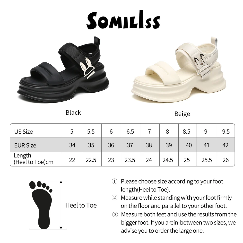 SOMILISS Platform Sandals Women Cute Rabbit Hook Loop Microfiber Leather Round Toe Ladies Summer Fashion Flat Casual Sandals