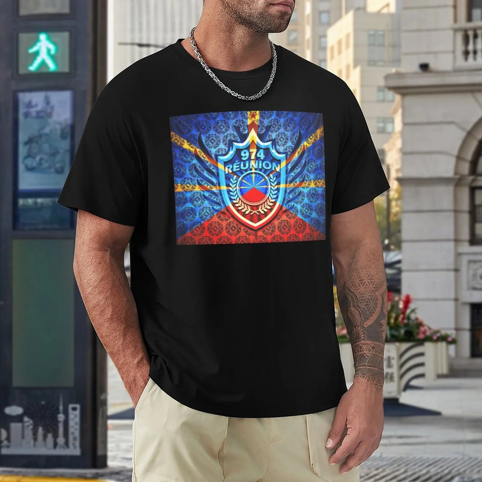 

974 Reunion Mavéli Coat of Arms Tapestry Funny Graphic Tshirt High Grade Home USA Size