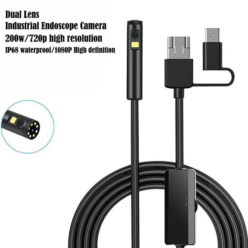 

Dual Lens Endoscope Camera 8MM Mini Camara Endoscopica Para Movil 3IN1 USB Android Type C Interface Endoskop Kamera Sewer Check