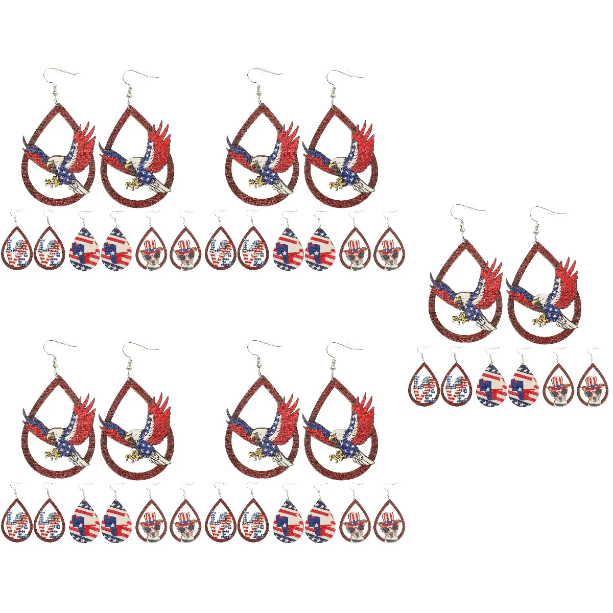 

Женские деревянные серьги-подвески с американским флагом