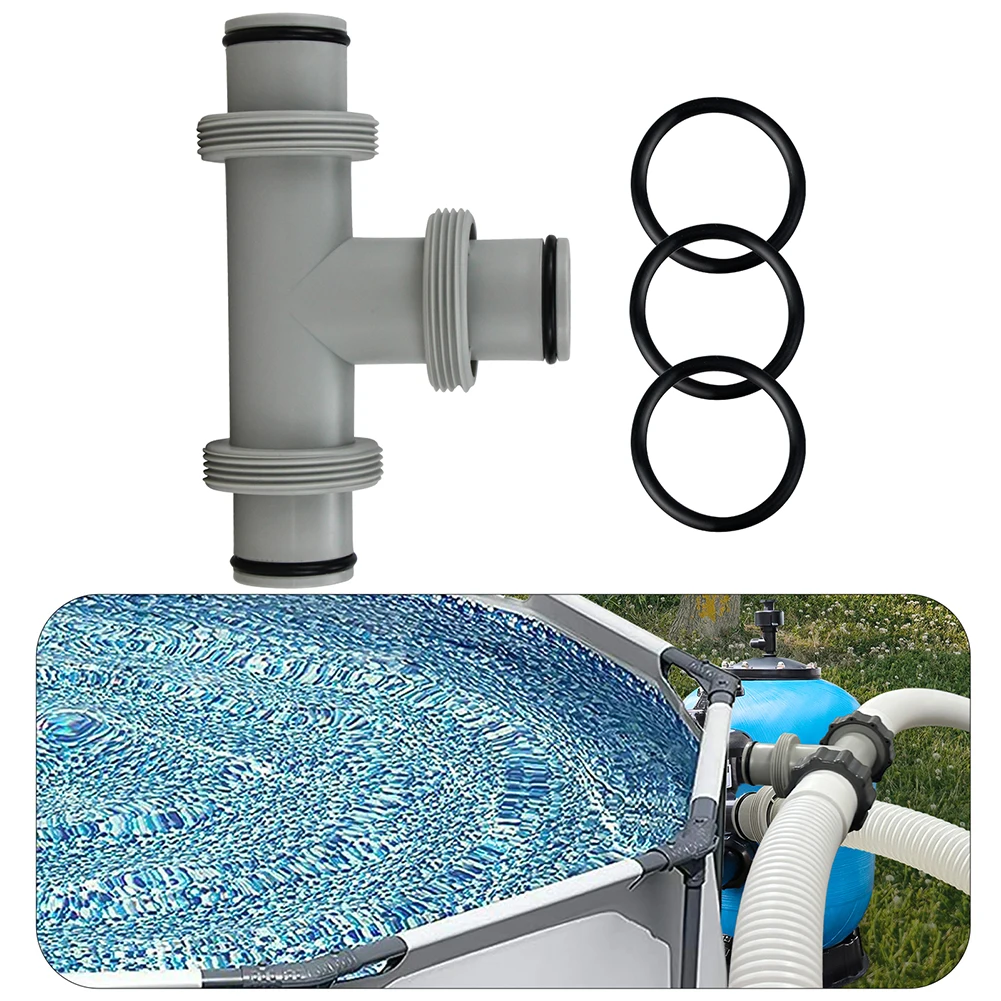 

2pcs Hose Adapter For Intex Split Hose Plunger Valve Pool Part 1.5in Tee T-Joint For Spas Swimming Pool Hose Extension Adapter