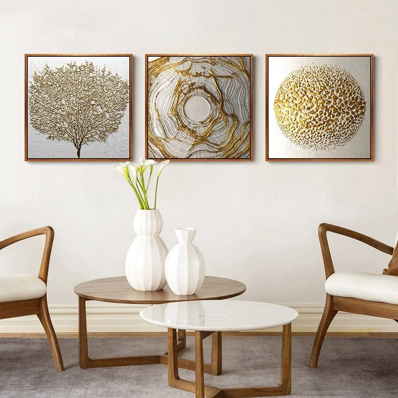 

Modern Minimalist Decorative Painting Gold Leaf Nordic Abstract Painting Hotel Lobby Custom Wholesale Poster