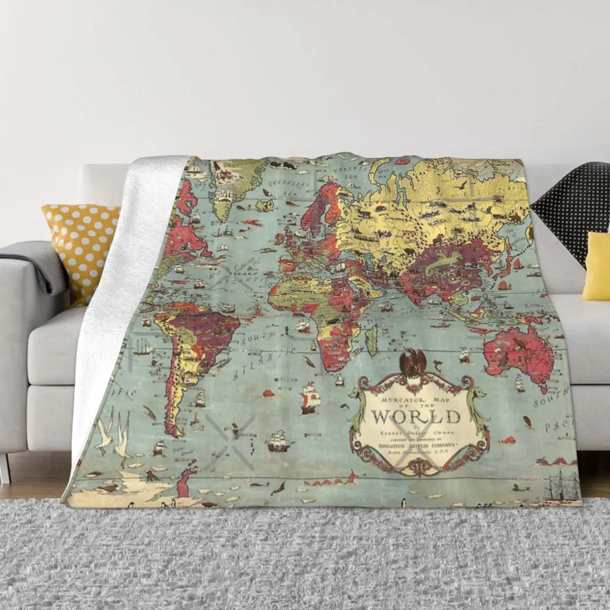 1931 г. винтажный плед с картой мира покрывало на кровать мягкие покрывала