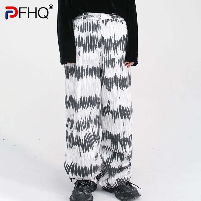 

Мужские Оригинальные дизайнерские плиссированные джинсы PFHQ, весенние новые высококачественные уличные трендовые Прямые повседневные корейские брюки с широкими штанинами