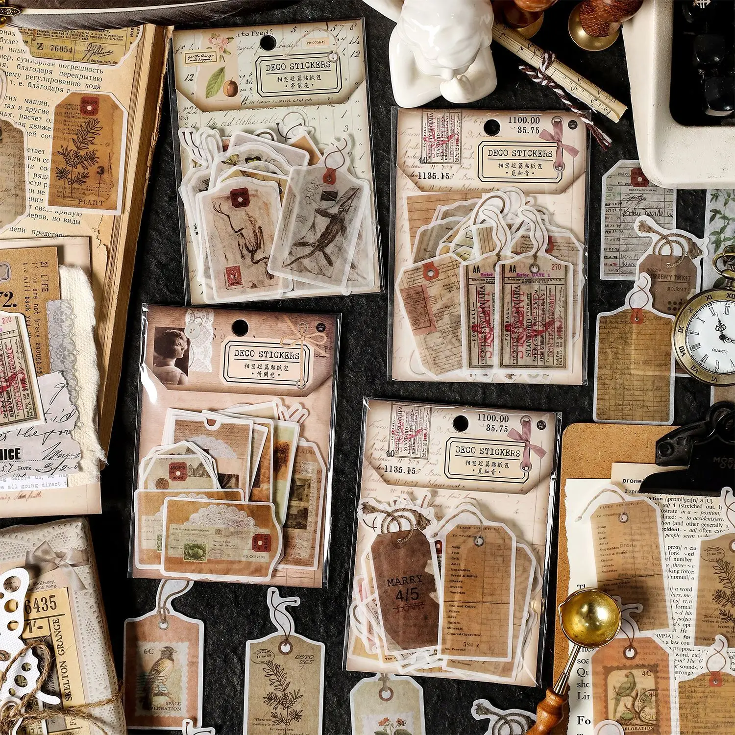 

Vintage Washi Paper Stickers Collage Junk Journal Plant Flower Letter Label Sticker DIY Scrapbooking Stationery Decor Diary