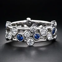 fashion whiteblue cz wedding bands female rings silver color versatile design ladys finger ring party statement jewelry