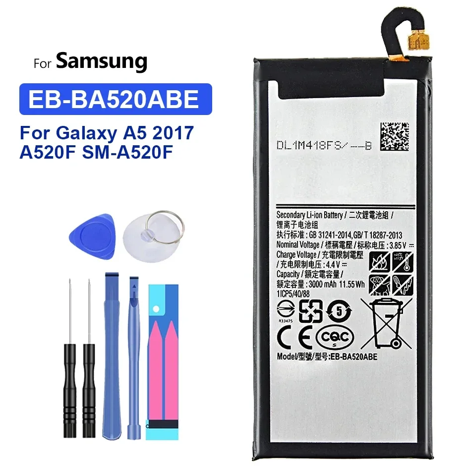 Аккумулятор для Samsung Galaxy A5 2017 Edition A520 SM-A520F A520K A520L A520S A520W A520F/DS EB-BA520ABE 3000 мАч