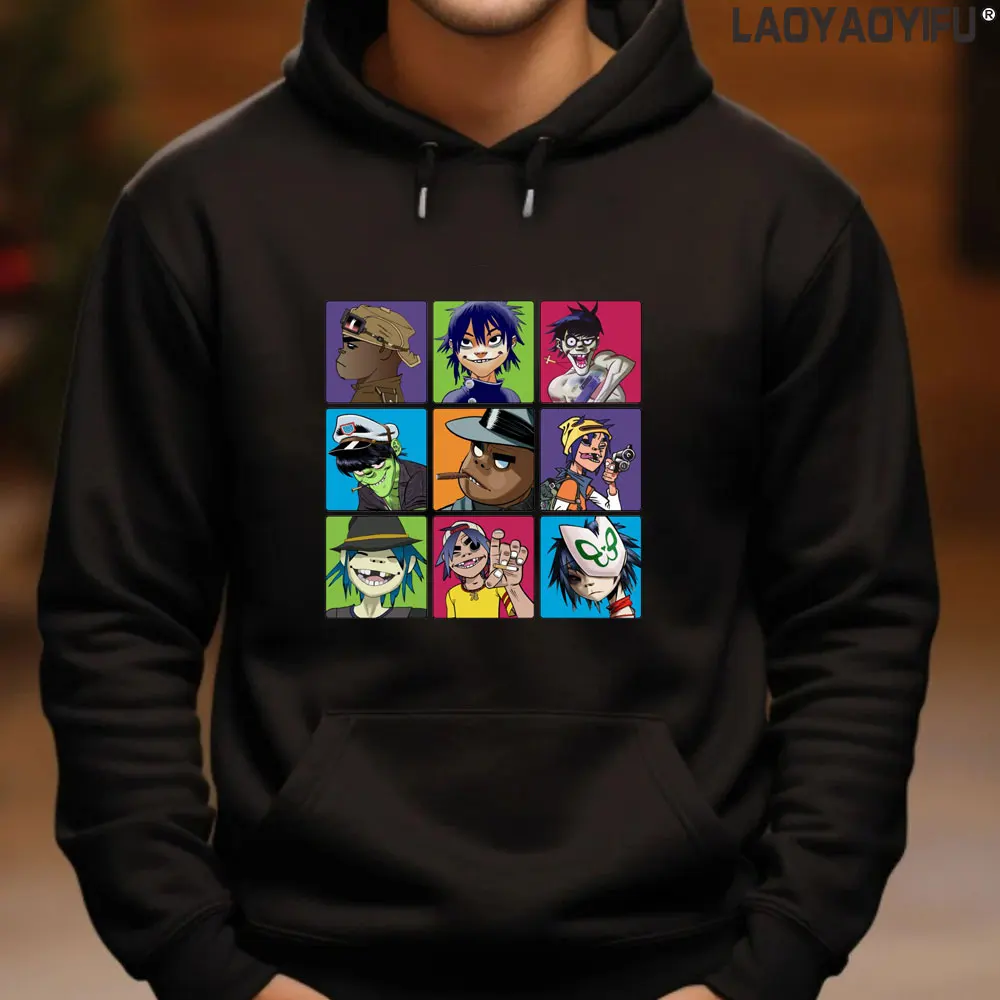 Мужская одежда музыкальная группа Gorillazs толстовка с принтом в стиле панк-рок 90-е