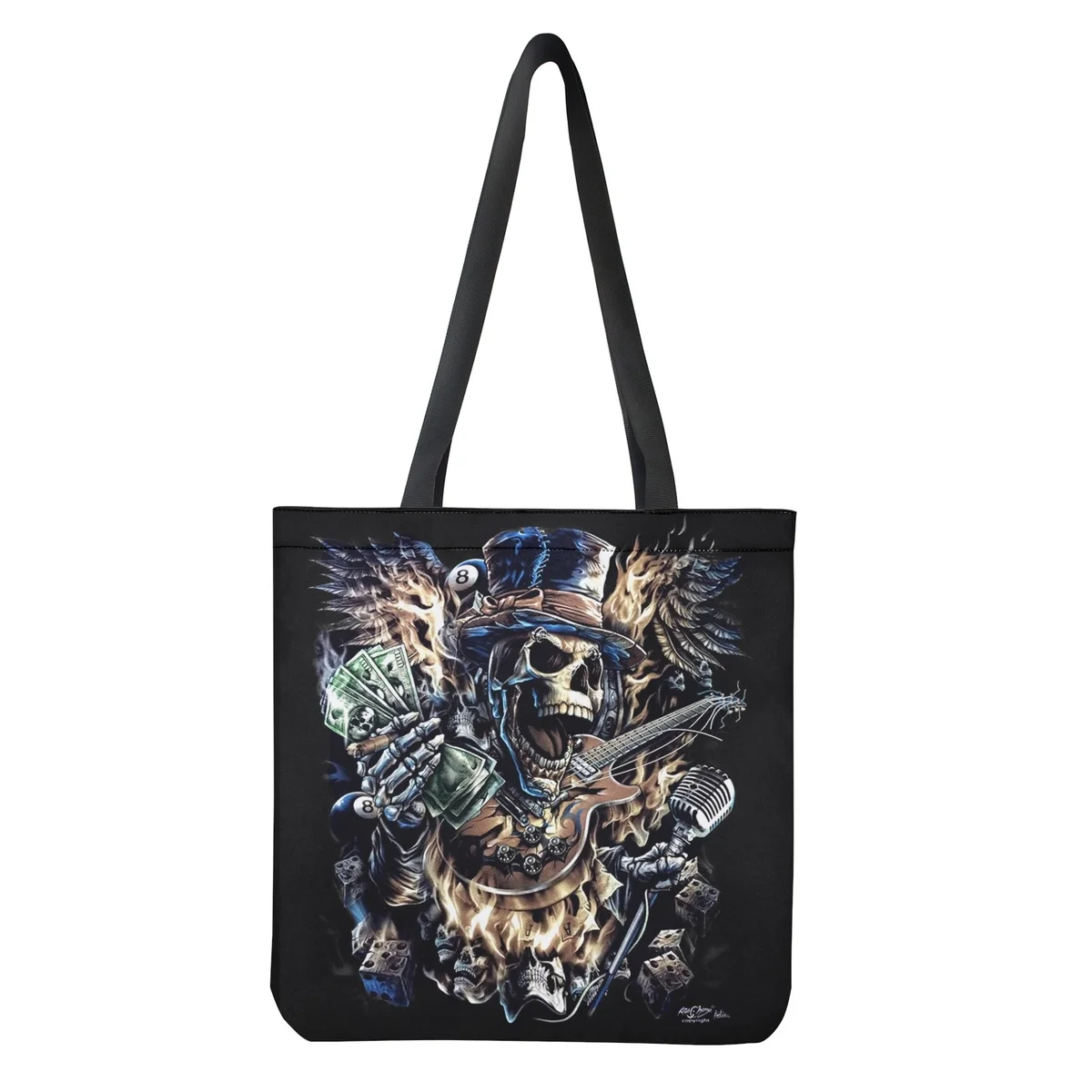 

FORUDESIGNS Gothic Rock Skull Printed Cool Girl Tote Bag On Demand High Quality Shoulder Bag Ladies Travel Bags сумка женская