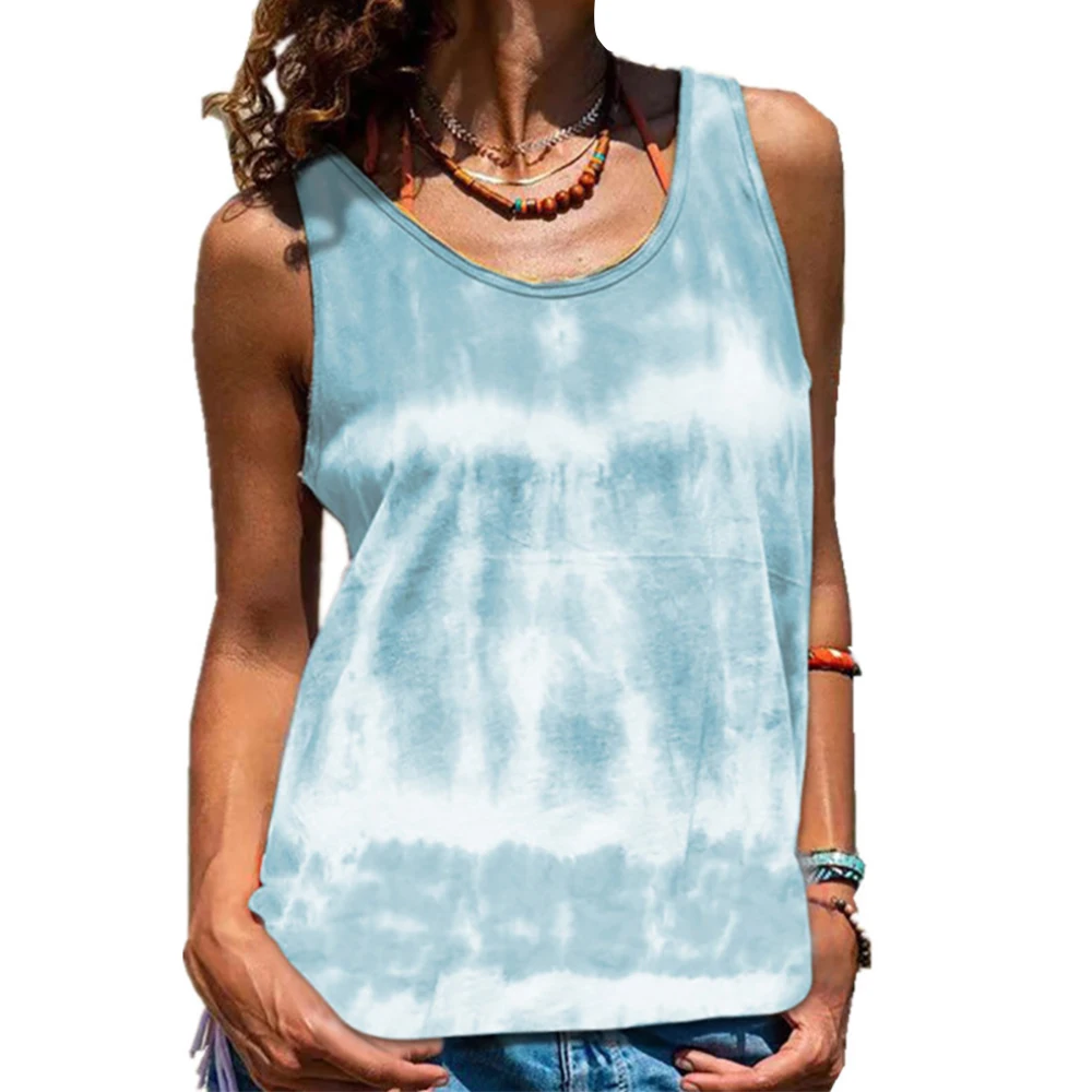 

Майки женские с круглым вырезом, окрашенный жилет с завязкой, летняя безрукавка, размера плюс, топы, футболки, базовые повседневные майки