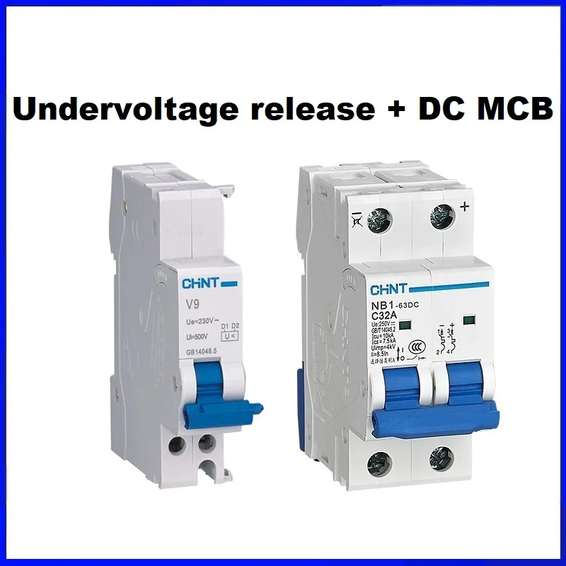

CHINT NB1-63DC DC MCB Undervoltage Release Solar Energy Photovoltaic Mini Circuit Breaker 1P 2P 4P DC250V DC500V DC1000V NB1 V9