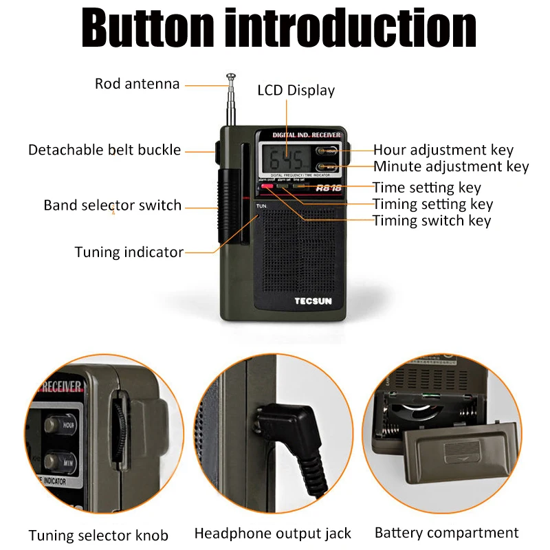 Портативные полнодиапазонные радио карманные FM/MW/SW приемник будильник с